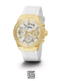 Guess original-watches ساعة بيولوجية بيضاء وذهبية صديقة للبيئة GW0409L2