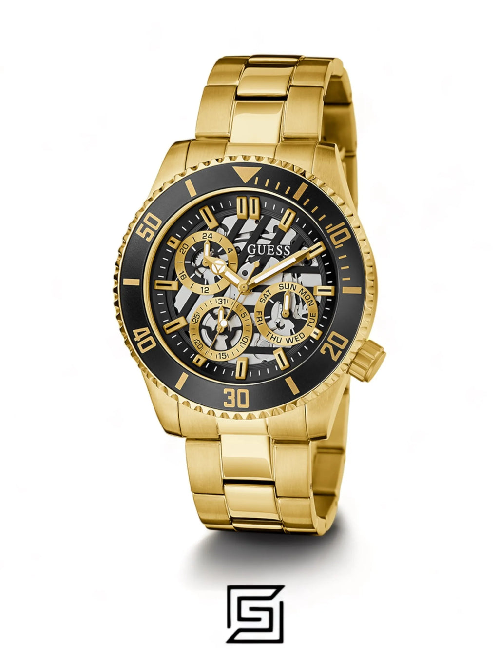original-watches GUESS Mens Gold Tone Multi-function Watch GW0488G2