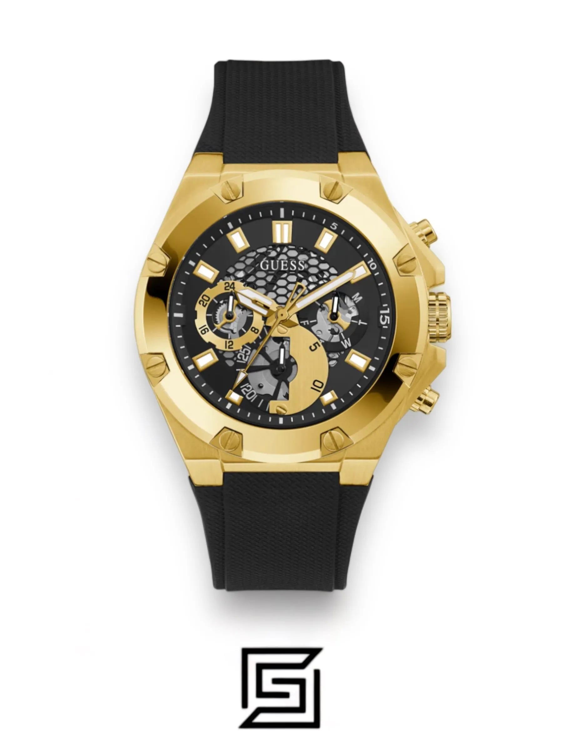 original-watches ساعات غيس رجالية بسوار سيليكون أسود GW0334G2