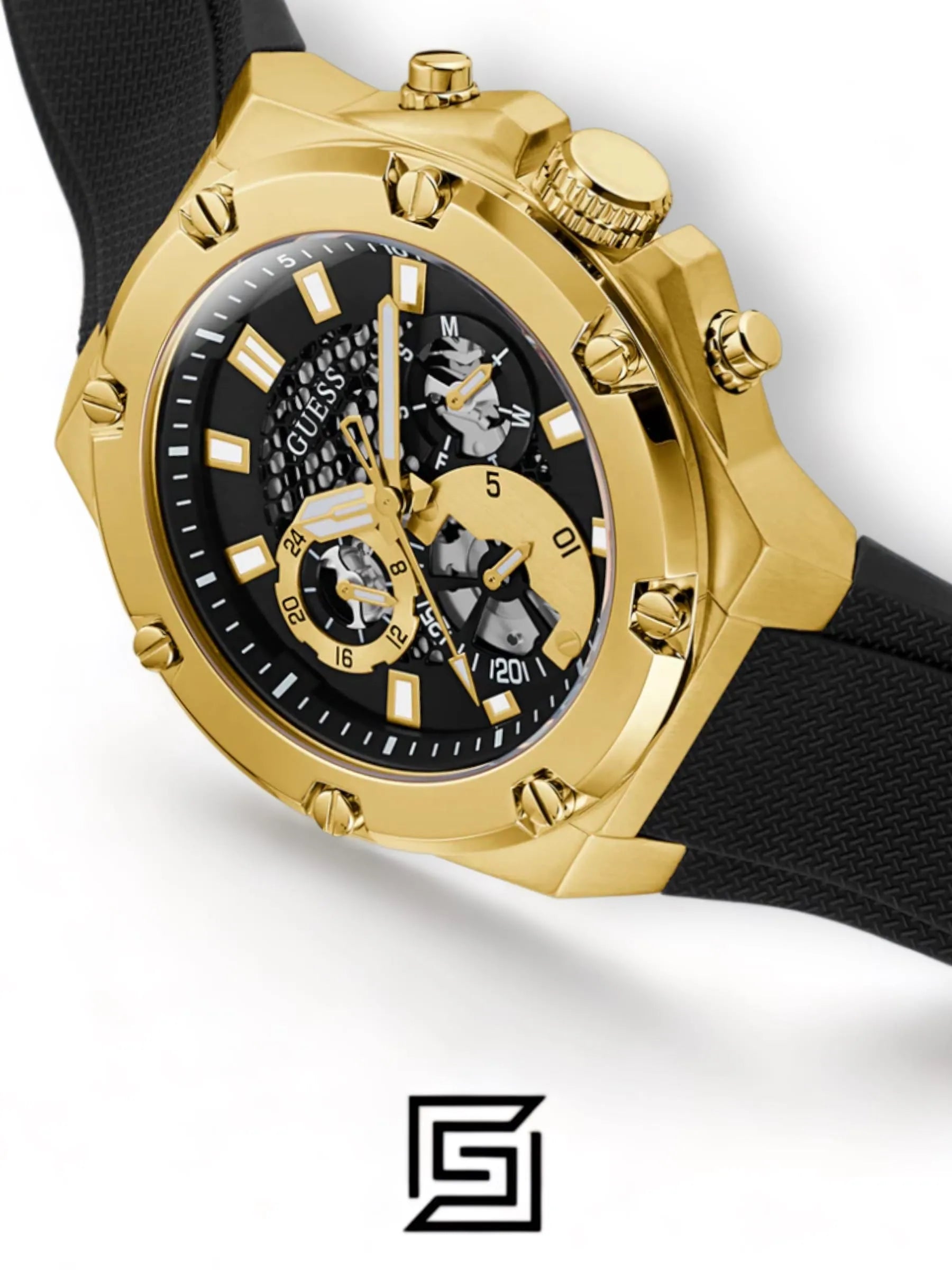 original-watches ساعات غيس رجالية بسوار سيليكون أسود GW0334G2