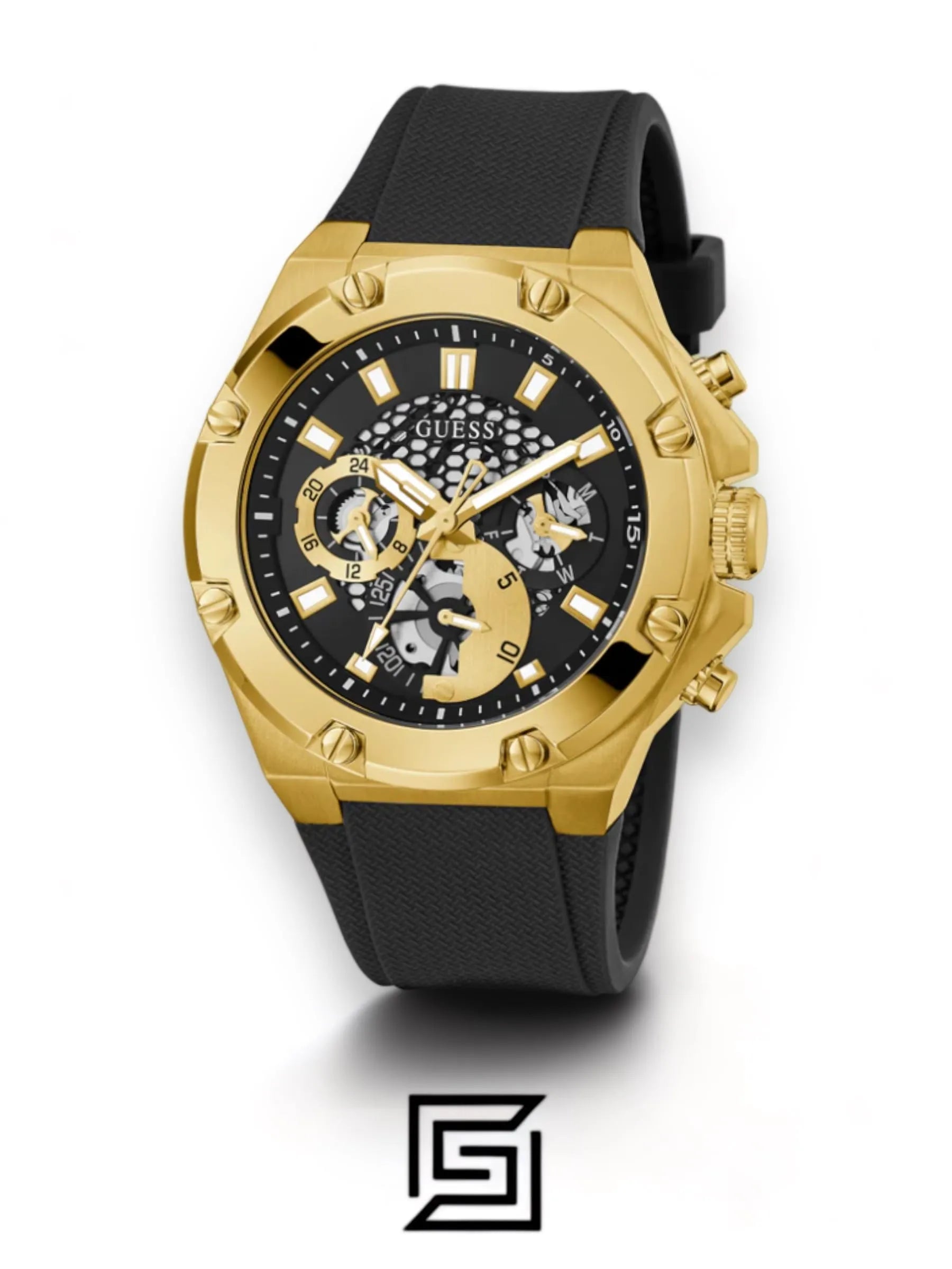 original-watches ساعات غيس رجالية بسوار سيليكون أسود GW0334G2