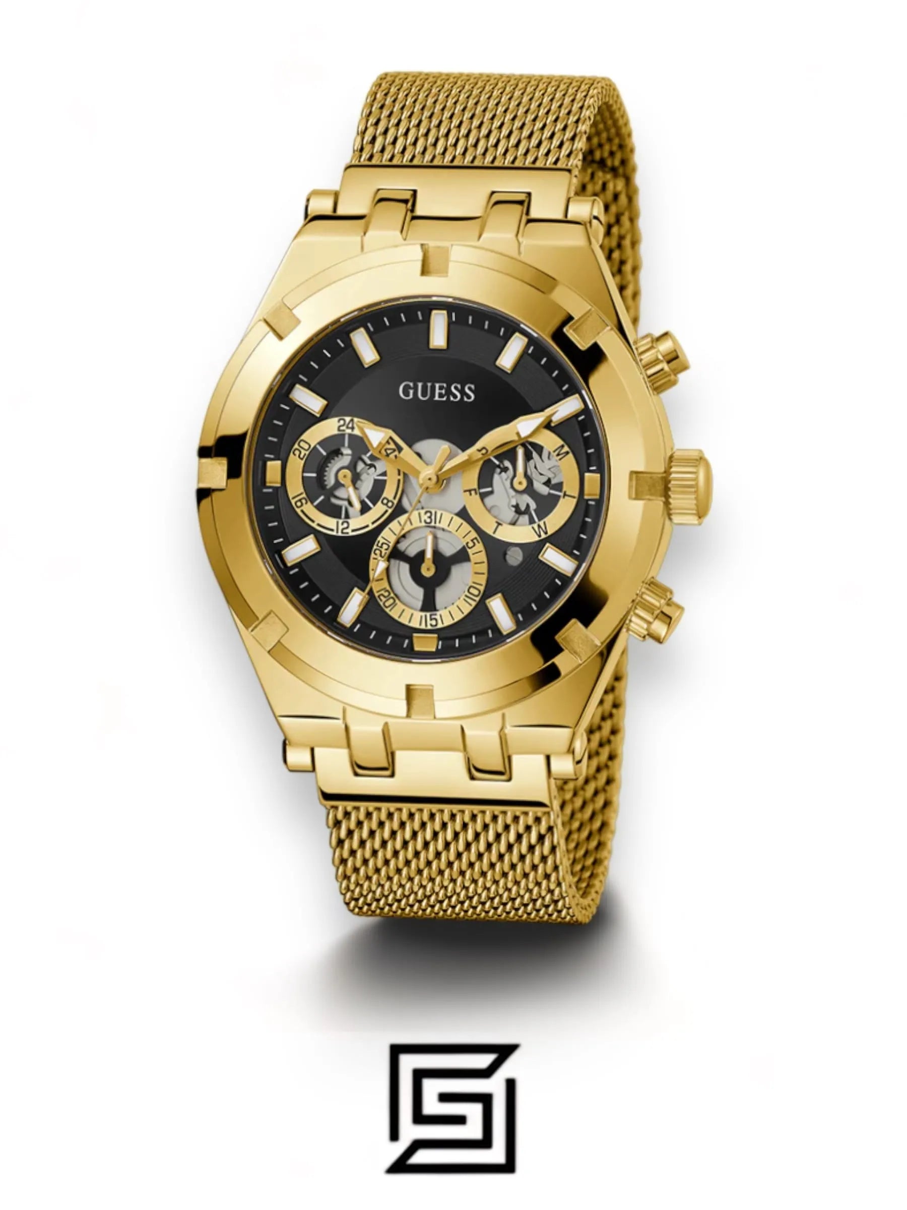 watches GUESS Mens Gold Tone Multi-function Watch GW0582G2