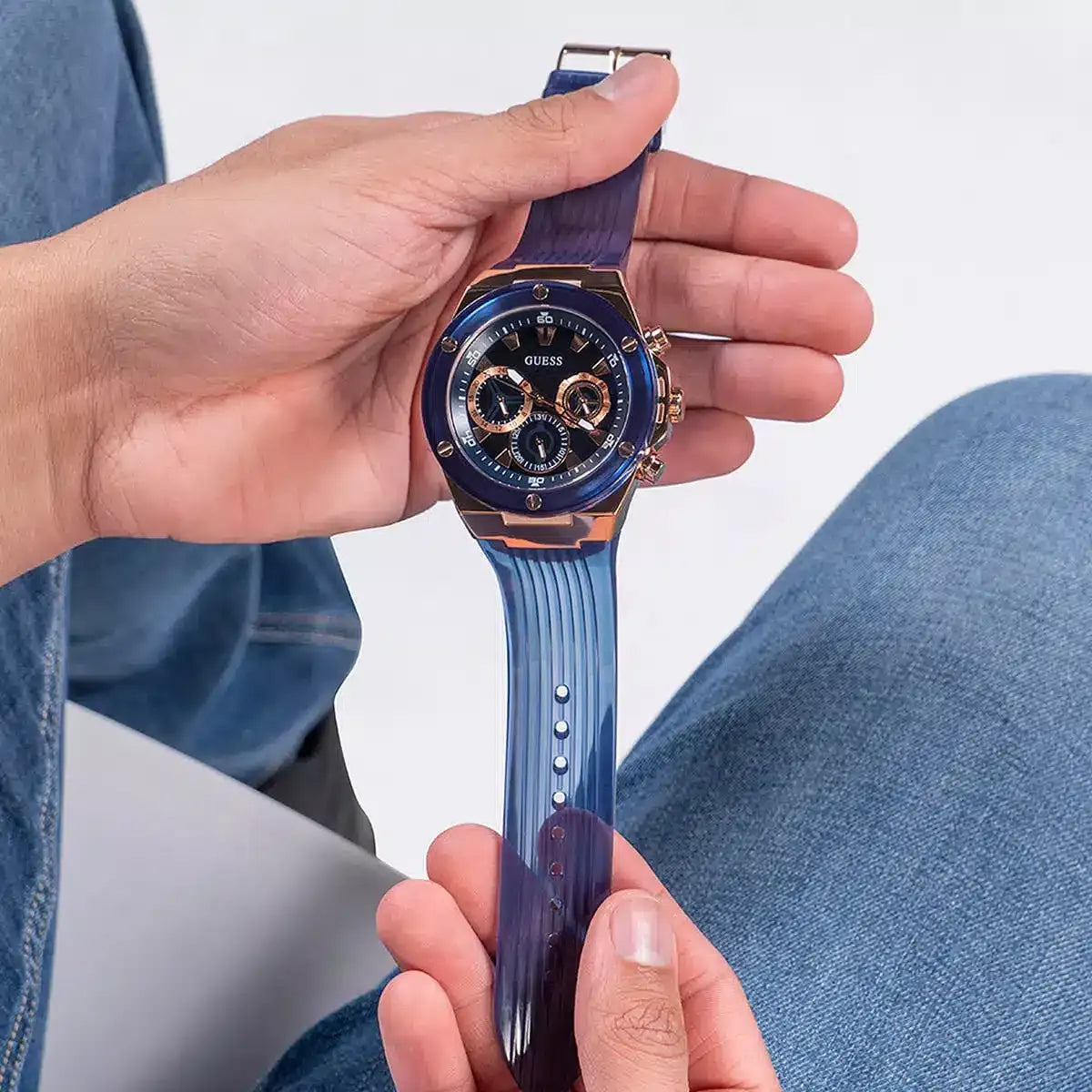 Guess original-watches Men Chronograph Round Silicone Watch GW0425G3 - 46 mm