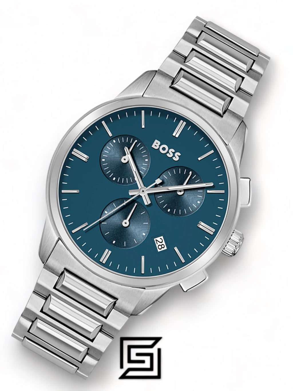 Hugo Boss Silver Steel Blue Dial Men’s Chrono Watch – 1513927
