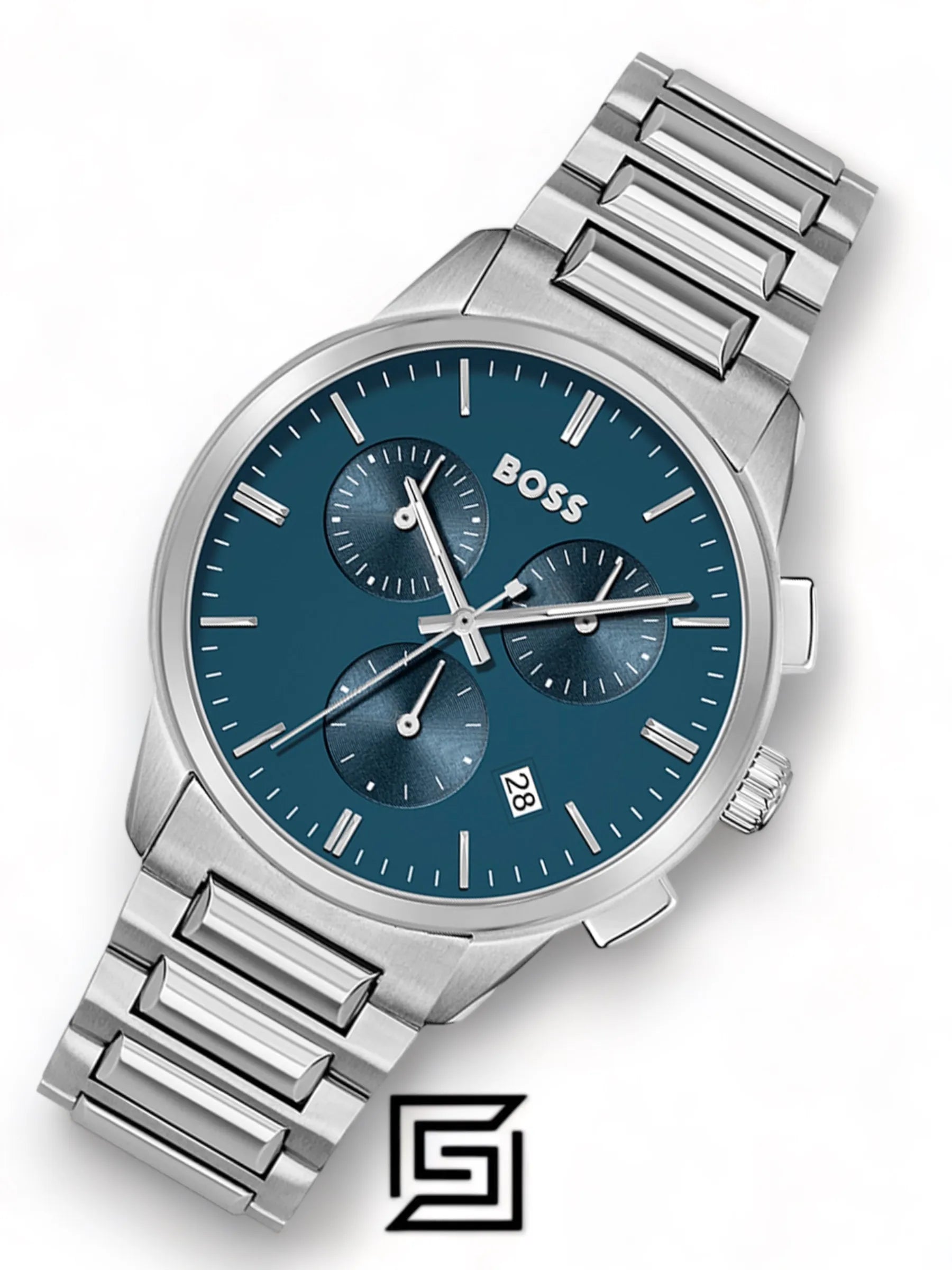Hugo Boss Silver Steel Blue Dial Men’s Chrono Watch – 1513927