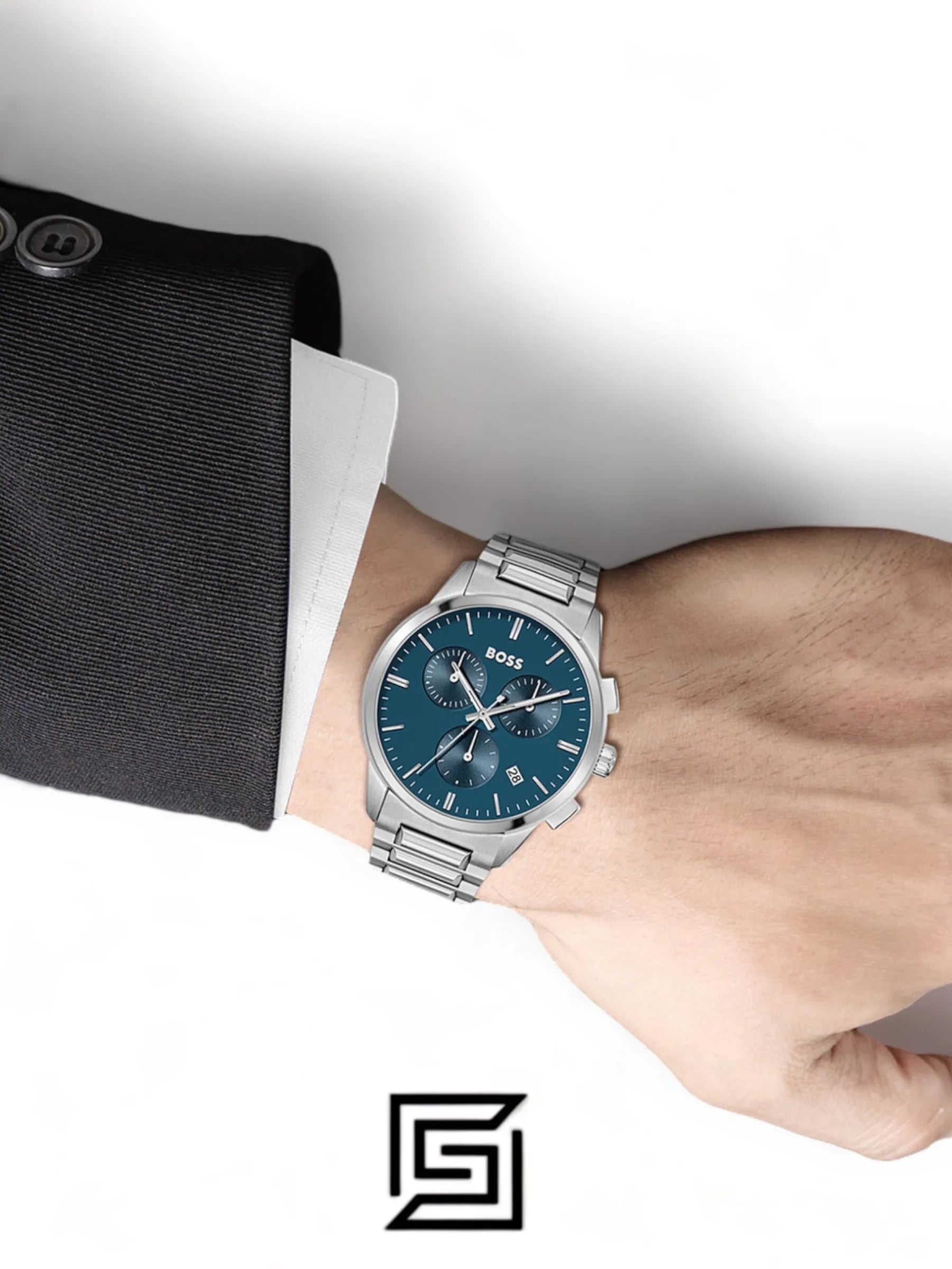Hugo Boss Silver Steel Blue Dial Men’s Chrono Watch – 1513927