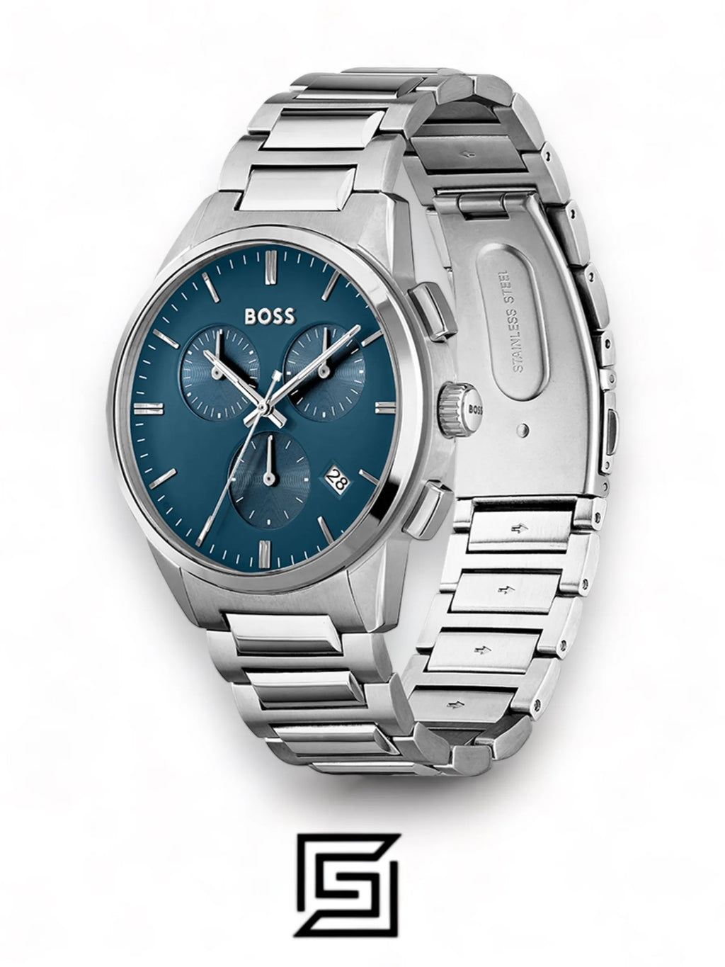 Hugo Boss Silver Steel Blue Dial Men’s Chrono Watch – 1513927