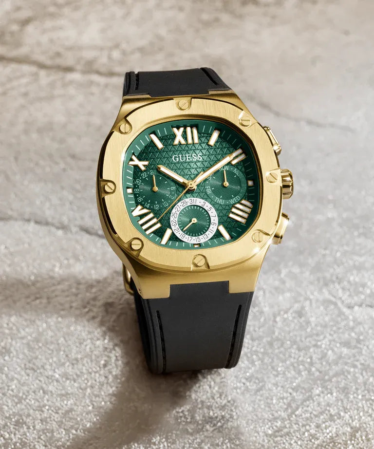 original-watches GUESS Mens Black Gold Multi-function Watch - GW0571G3