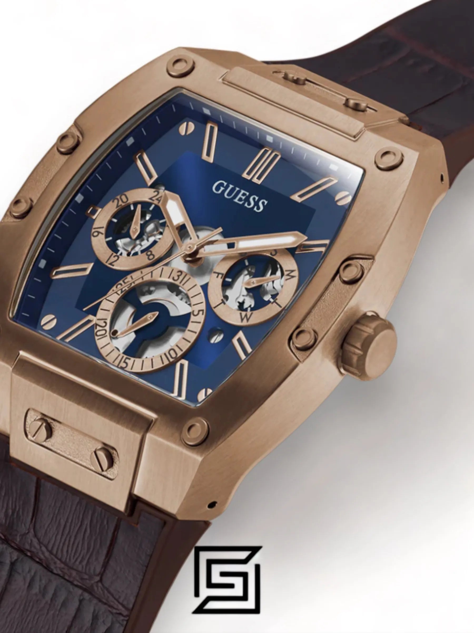watches GUESS Mens Brown Coffee Multi-function Watch GW0202G2