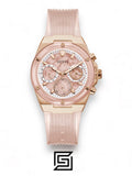 Guess original-watches ساعة يد نسائية متعددة الوظائف بمينا وردي من البولي يوريثان GW0409L3