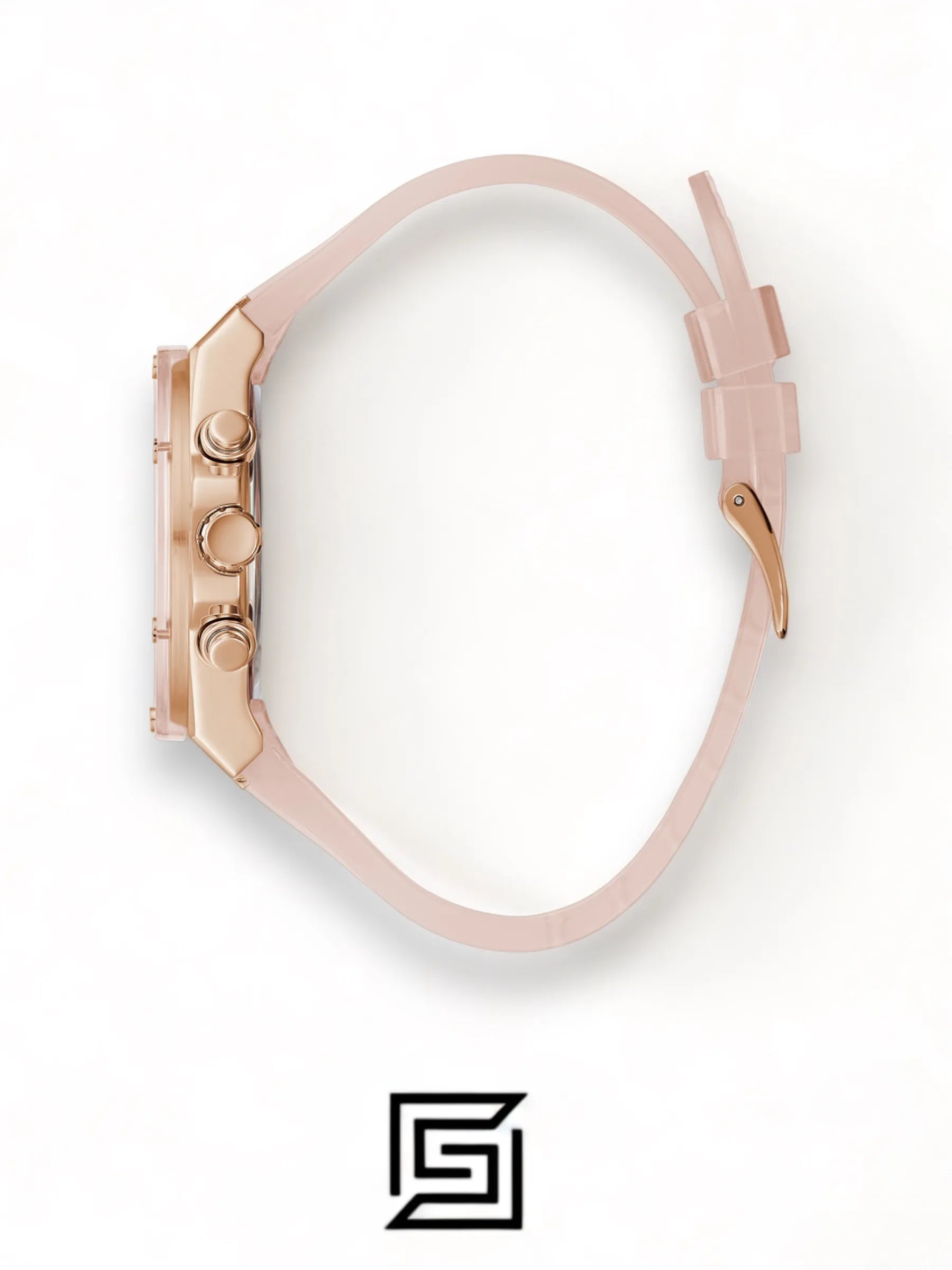 Guess original-watches ساعة يد نسائية متعددة الوظائف بمينا وردي من البولي يوريثان GW0409L3