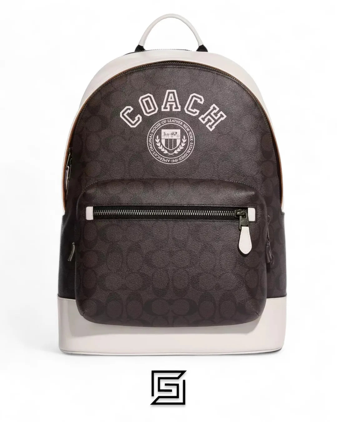 Coach leather West Backpack In Signature Canvas With Varsity Motif Style No. CB909