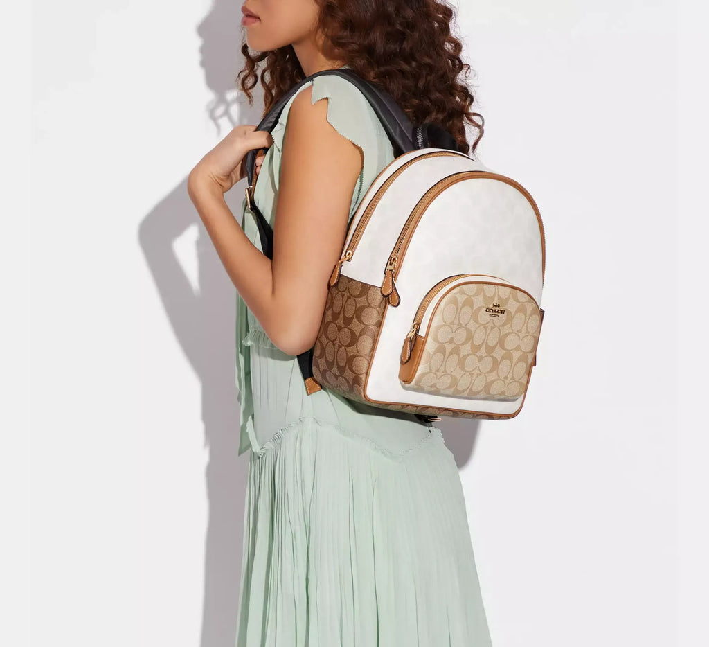 Coach leather Court Backpack In Blocked Signature Canvas Style No. CA439