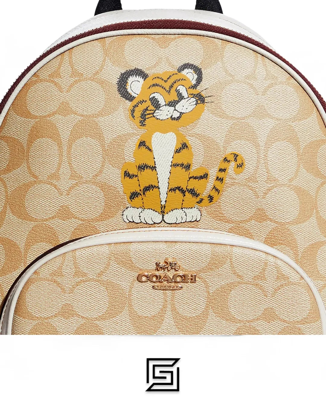 Coach leather Court Backpack In Signature Canvas With Tiger Style No. C7317
