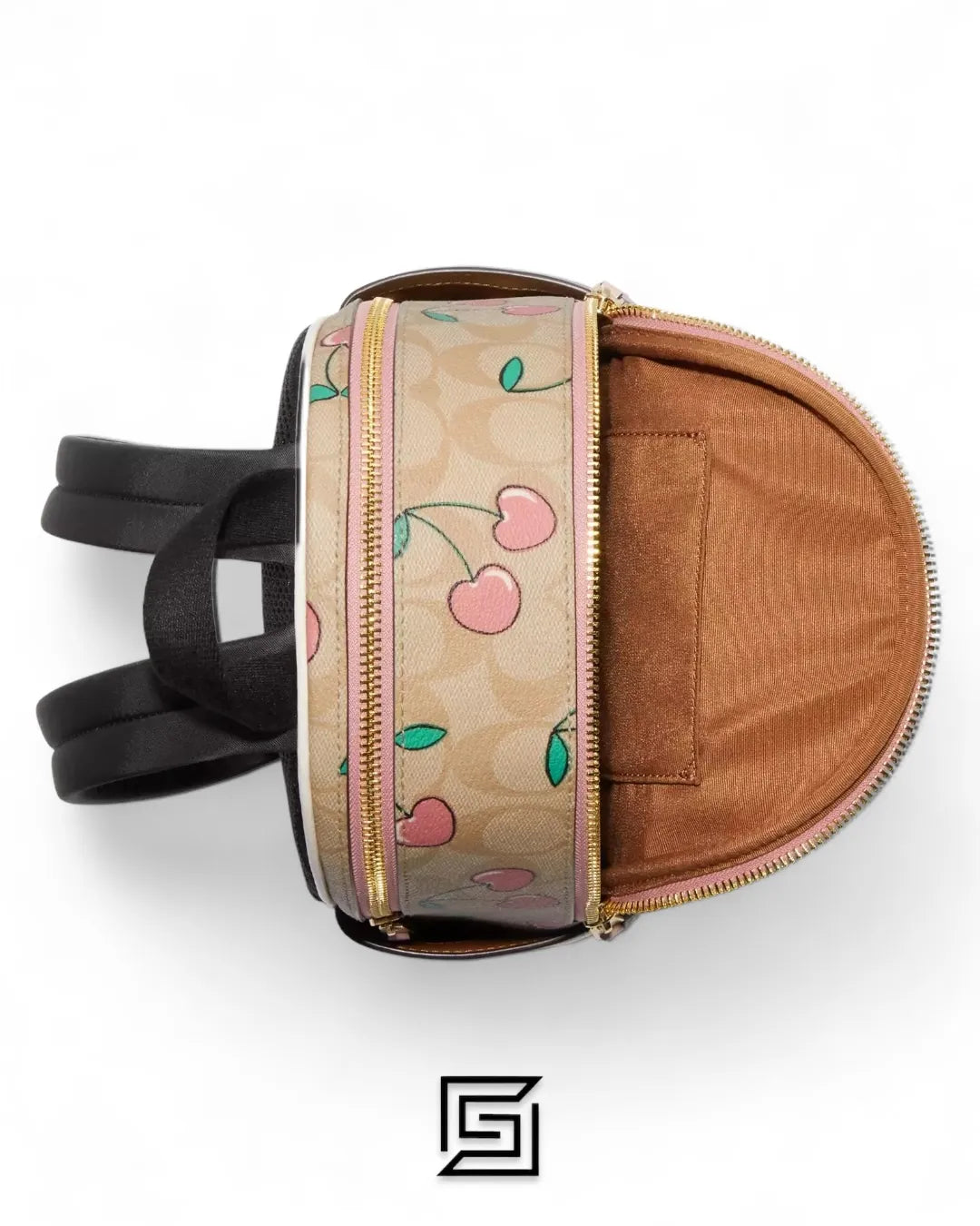 Coach leather Mini Court Backpack In Signature Canvas With Heart Cherry Print Style No. CF424