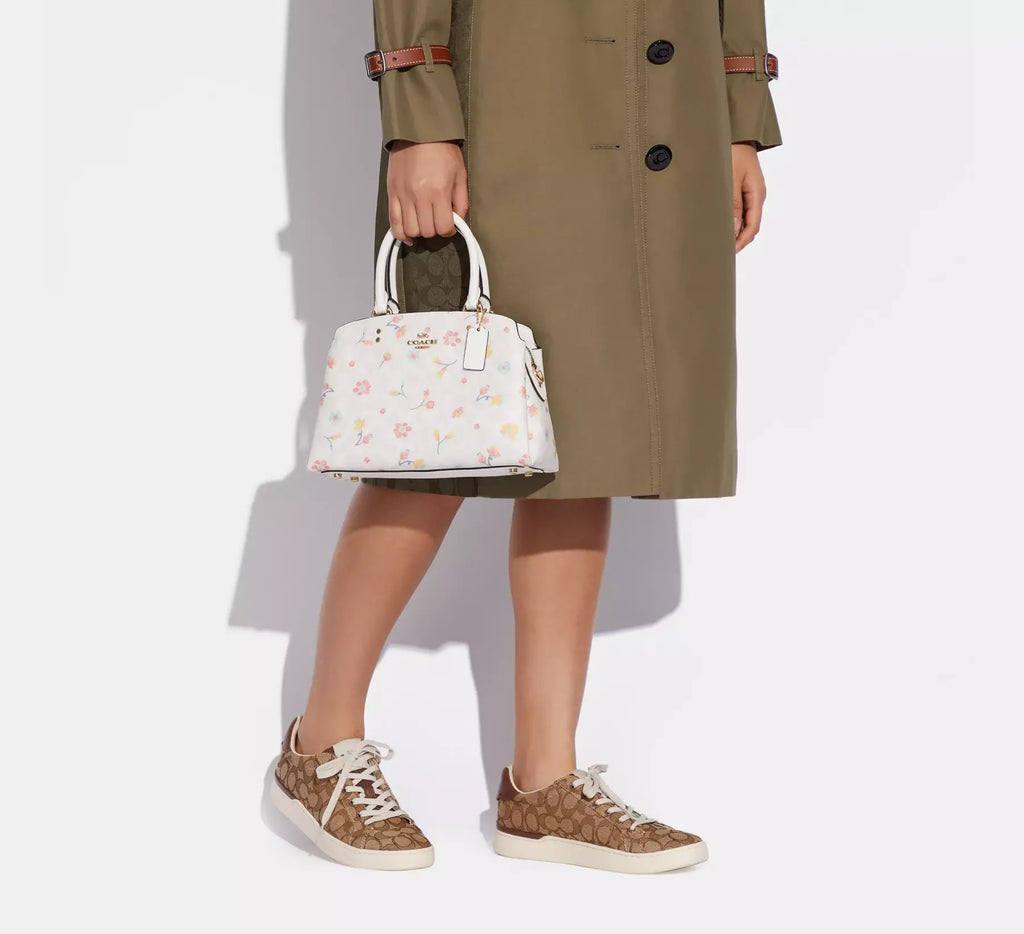 Coach leather Mini Lillie Carryall In Signature Canvas With Mystical Floral Print Style No. C8340