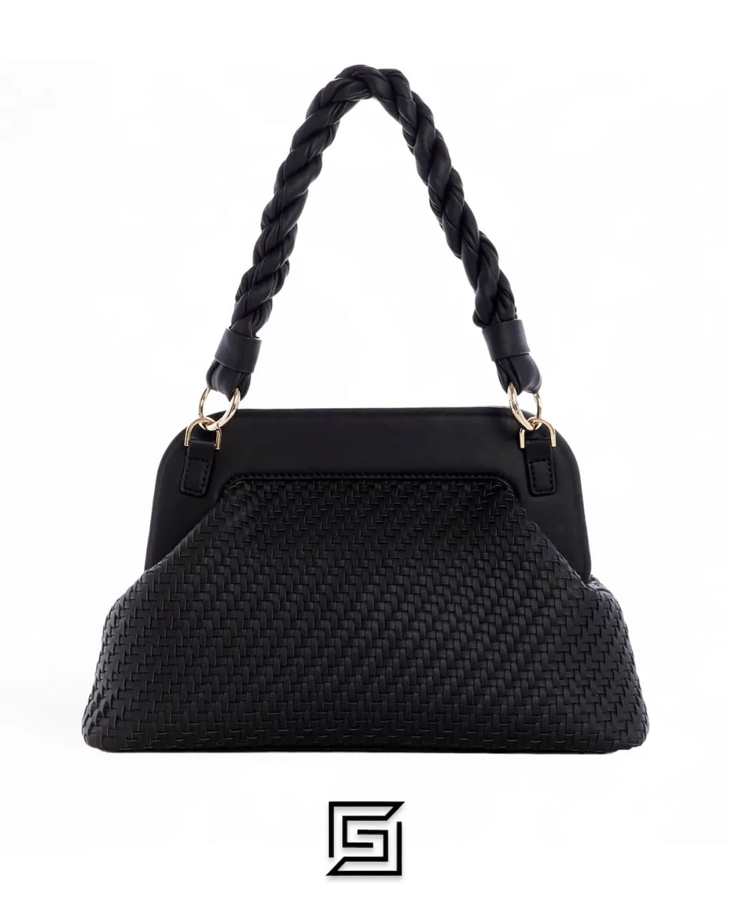 leather GUESS Black VG839717 Woven Hassie Frame Crossbody Bag