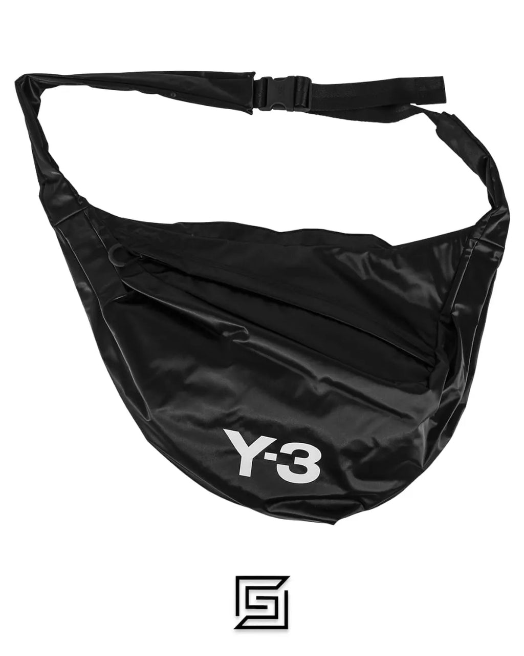 Y-3 leather SNEAKER SHOULDER BAG IN BLACK FH9251