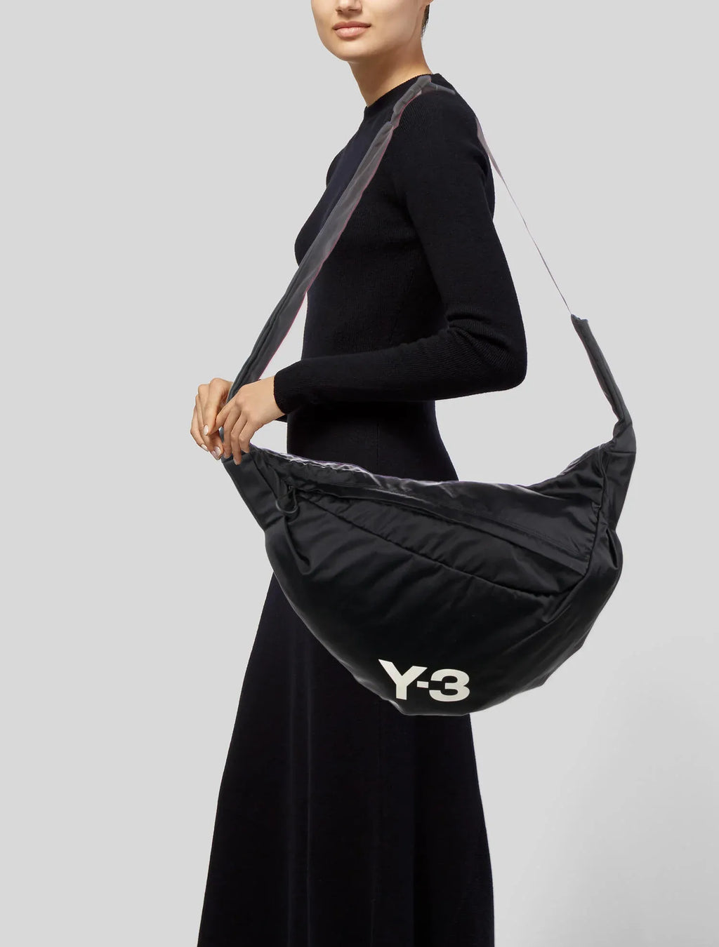 Y-3 leather SNEAKER SHOULDER BAG IN BLACK FH9251