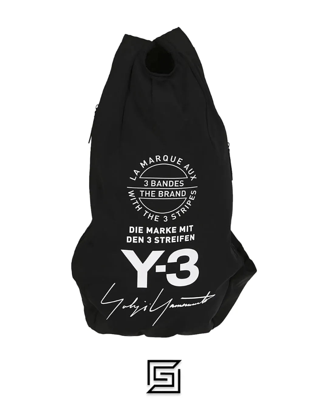 leather Y-3 YOHJI Adidas Backpack Black Bag With White Logo NWT