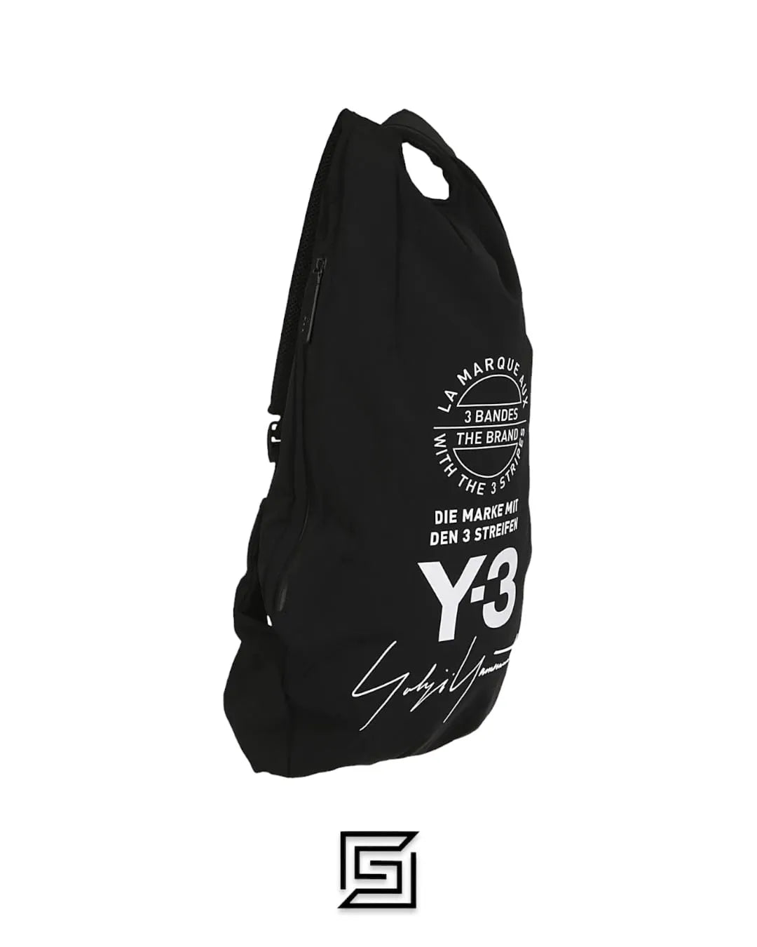 leather Y-3 YOHJI Adidas Backpack Black Bag With White Logo NWT