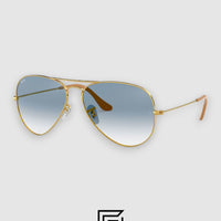 نظارات راي بان RB3025 AVIATOR LARGE 58 الشمسية للجنسين - ذهبي_رمادي