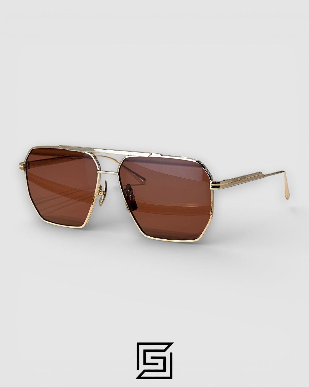 Bottega Veneta BV1012S Gold Frame with Brown Lenses - Premium Metal Sunglasses