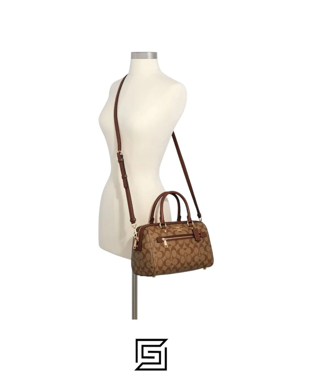Coach leather Rowan Satchel In Signature Canvas Style No. F83607 BROWN