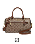 Coach leather Rowan Satchel In Signature Canvas Style No. F83607 BROWN