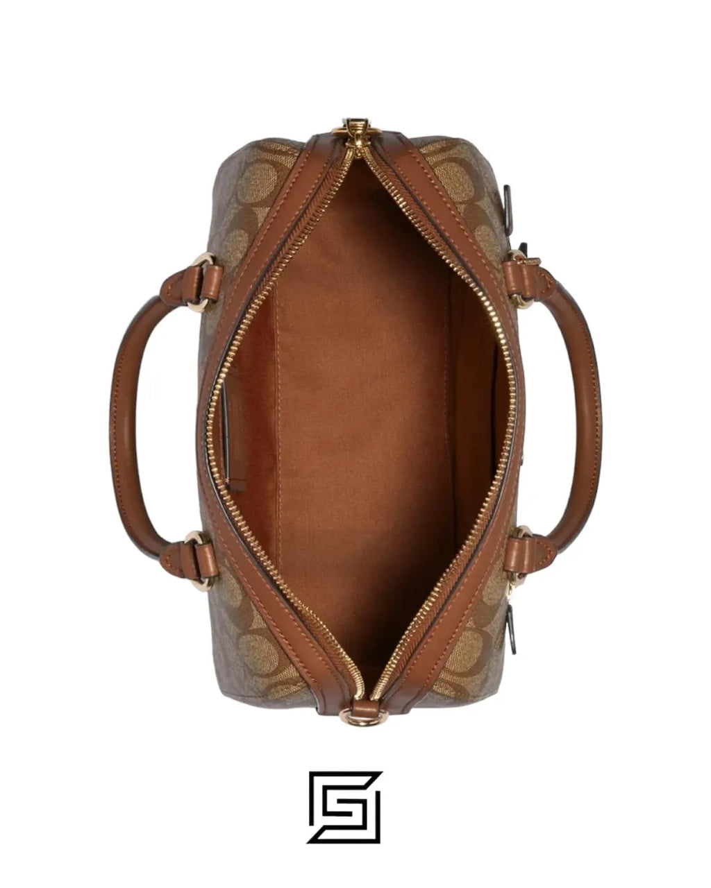 Coach leather Rowan Satchel In Signature Canvas Style No. F83607 BROWN