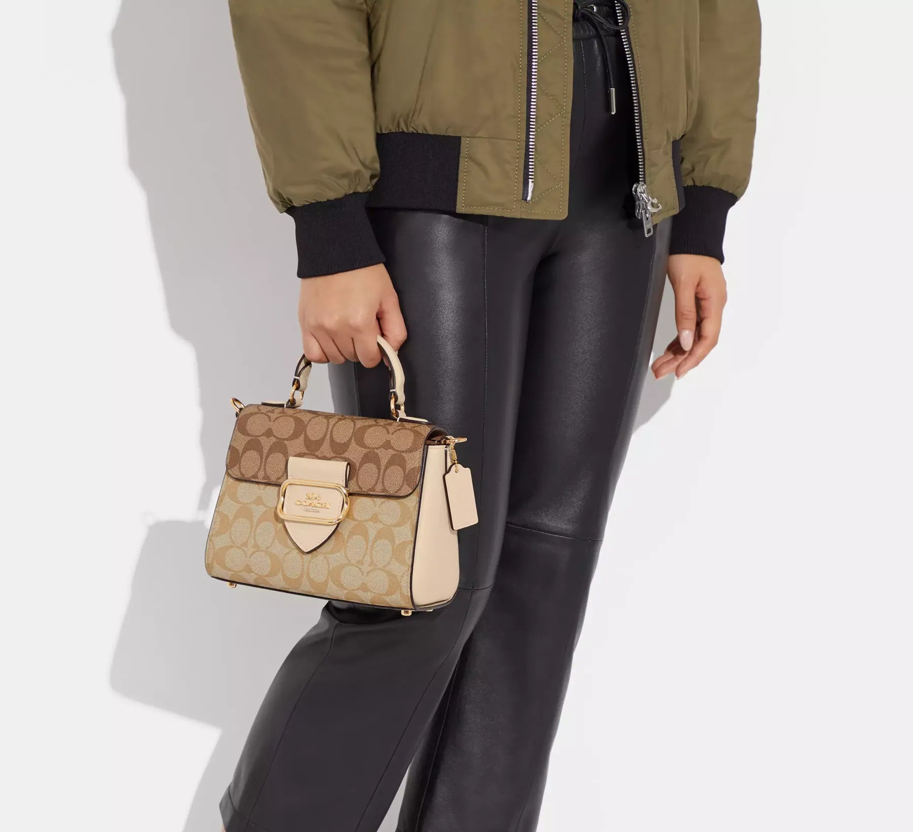 Morgan Top Handle Satchel Bag In Blocked Signature Canvas CH314