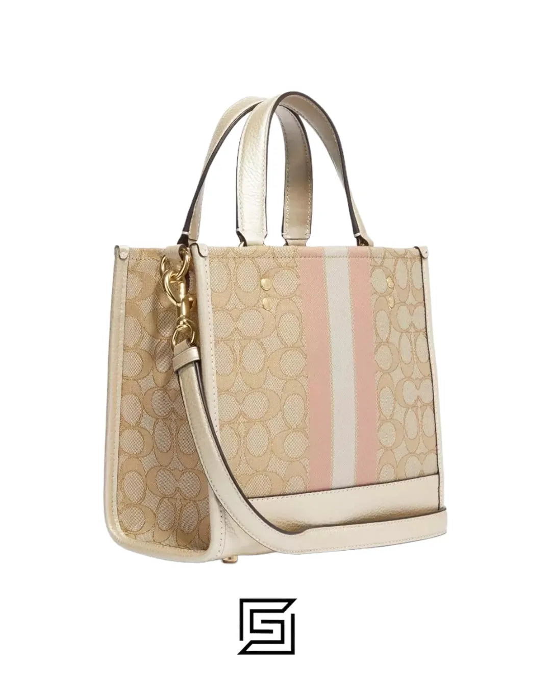 Dempsey Tote 22 In Signature Jacquard With Stripe And Coach Patch Style No. C8417 Small