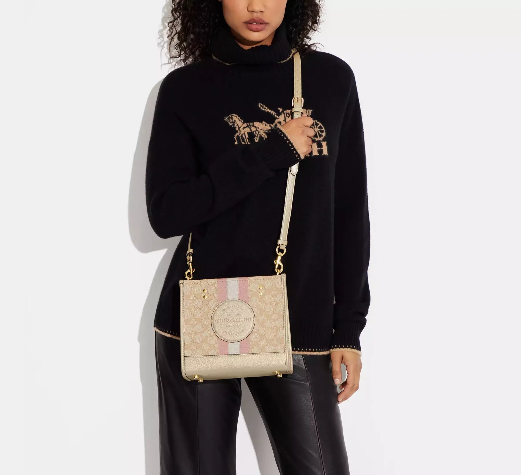 Dempsey Tote 22 In Signature Jacquard With Stripe And Coach Patch Style No. C8417 Small