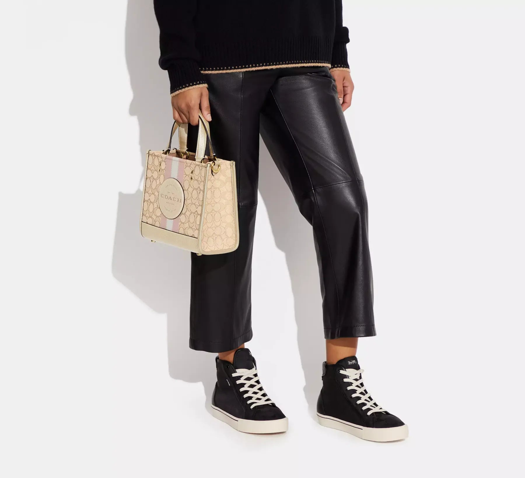 Dempsey Tote 22 In Signature Jacquard With Stripe And Coach Patch Style No. C8417 Small