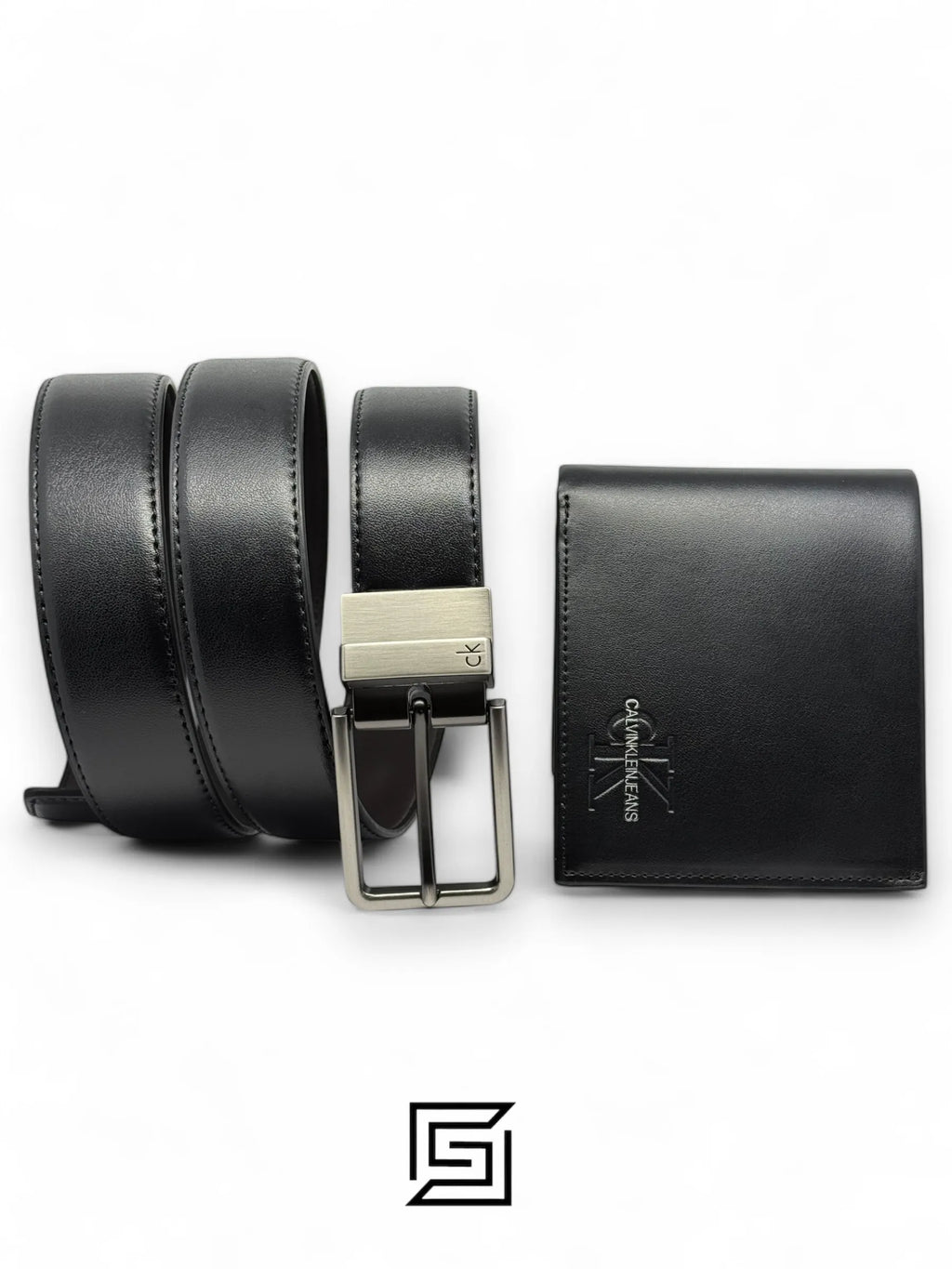Calvin Klein leather CK SET BELT AND WALLET CK LOGO MODEL 4