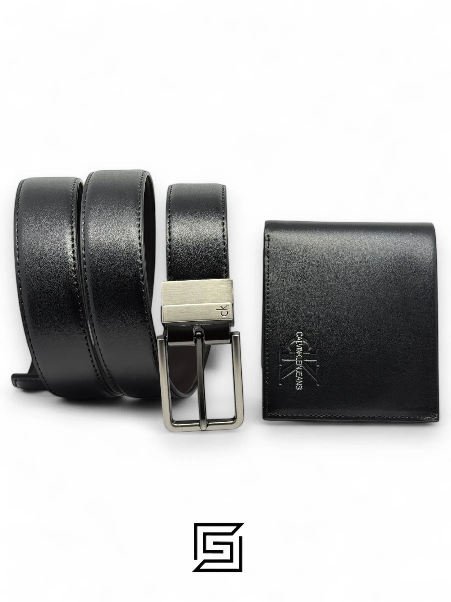 Calvin Klein leather CK SET BELT AND WALLET CK LOGO MODEL 4