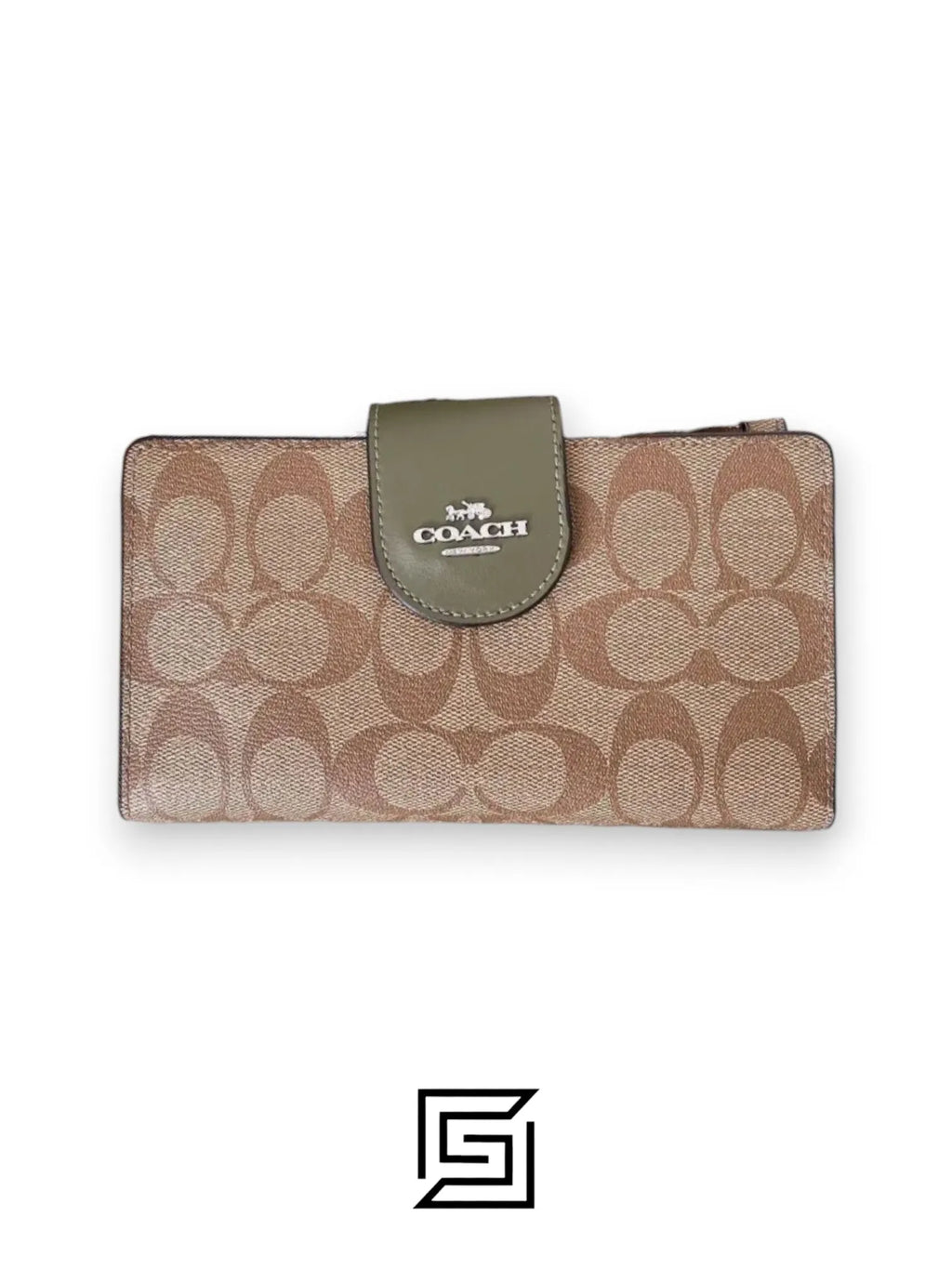 Phone Wallet In Colorblock Signature Canvas Brown x Green Style No. C2874