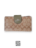 Phone Wallet In Colorblock Signature Canvas Brown x Green Style No. C2874