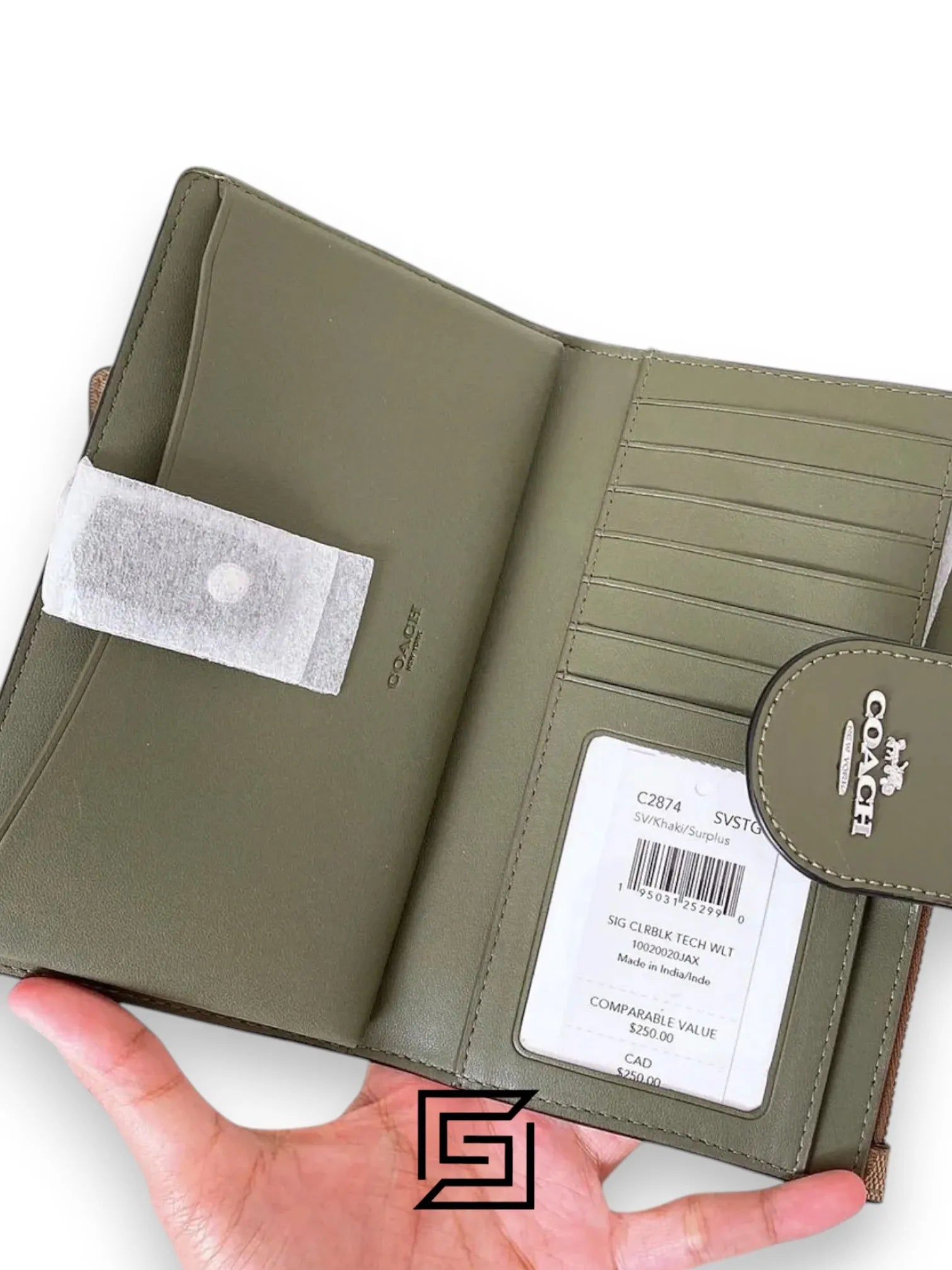 Phone Wallet In Colorblock Signature Canvas Brown x Green Style No. C2874