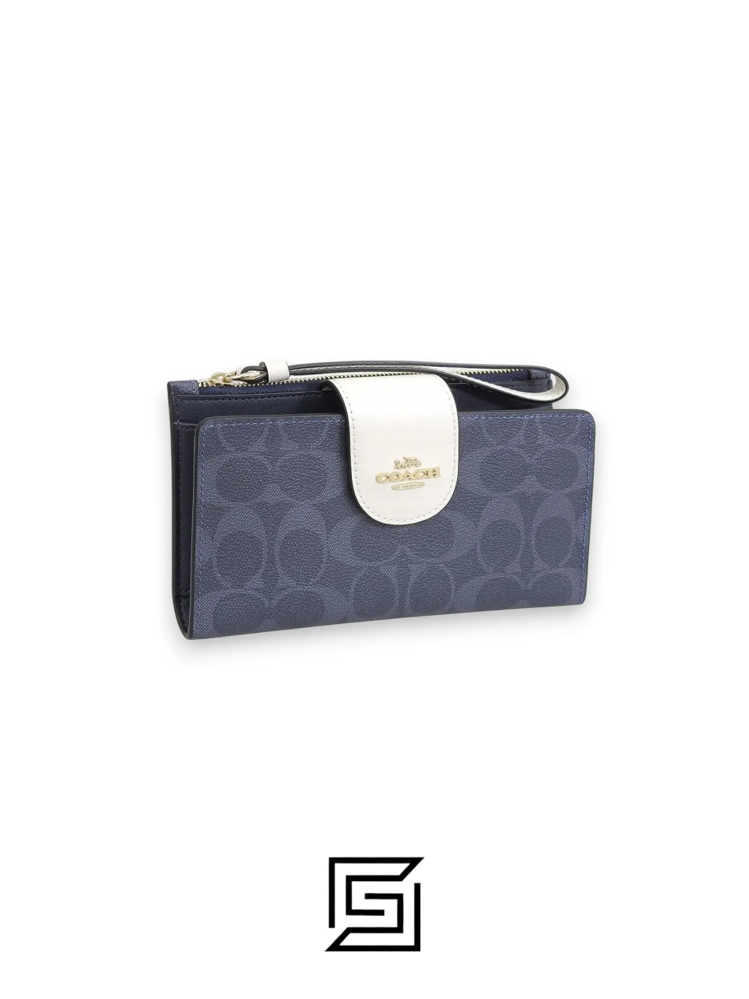 Coach Phone Wallet In Colorblock Signature Grey x White Style No. C2874