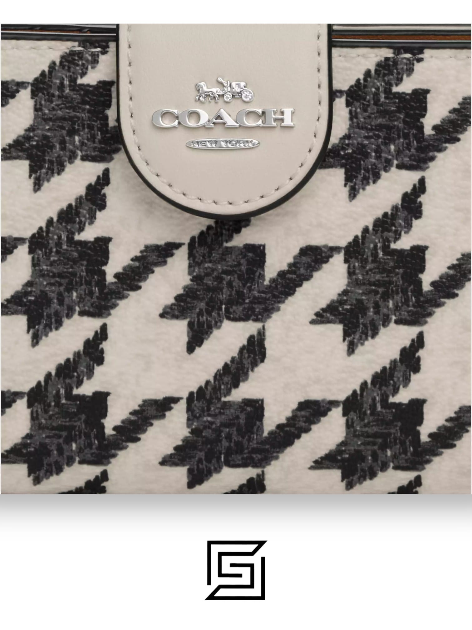 Medium Corner Zip Wallet With Houndstooth Print CJ680