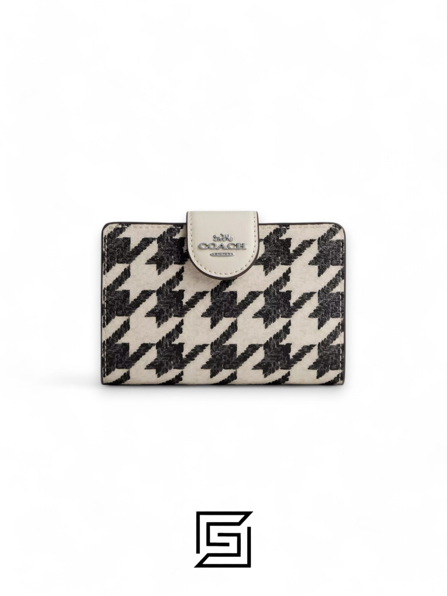 Medium Corner Zip Wallet With Houndstooth Print CJ680