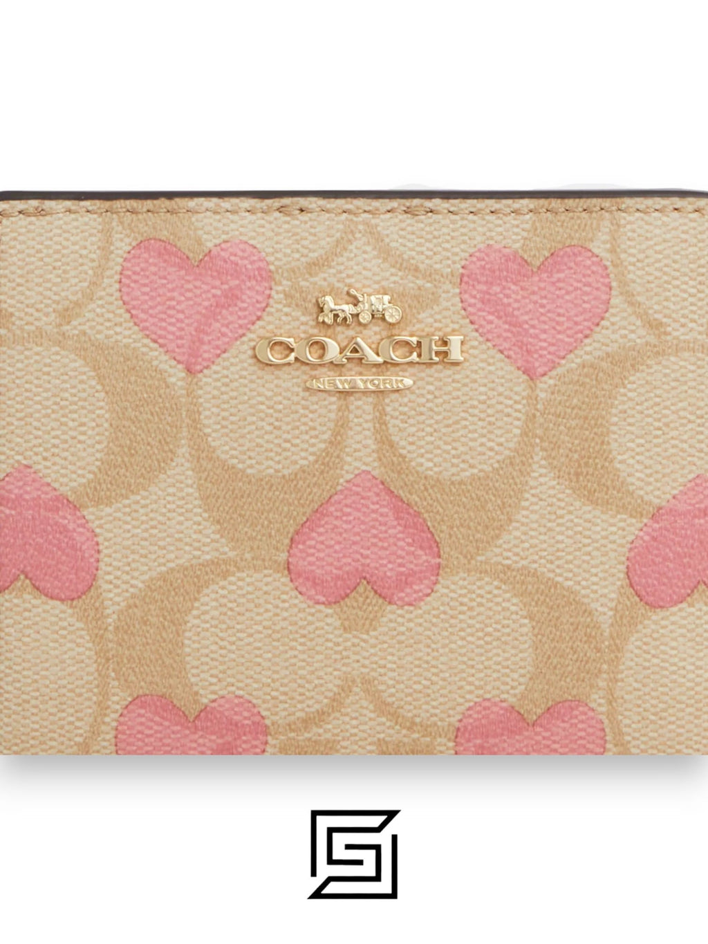 Snap Wallet In Signature Canvas With Heart Print Style No. CQ145
