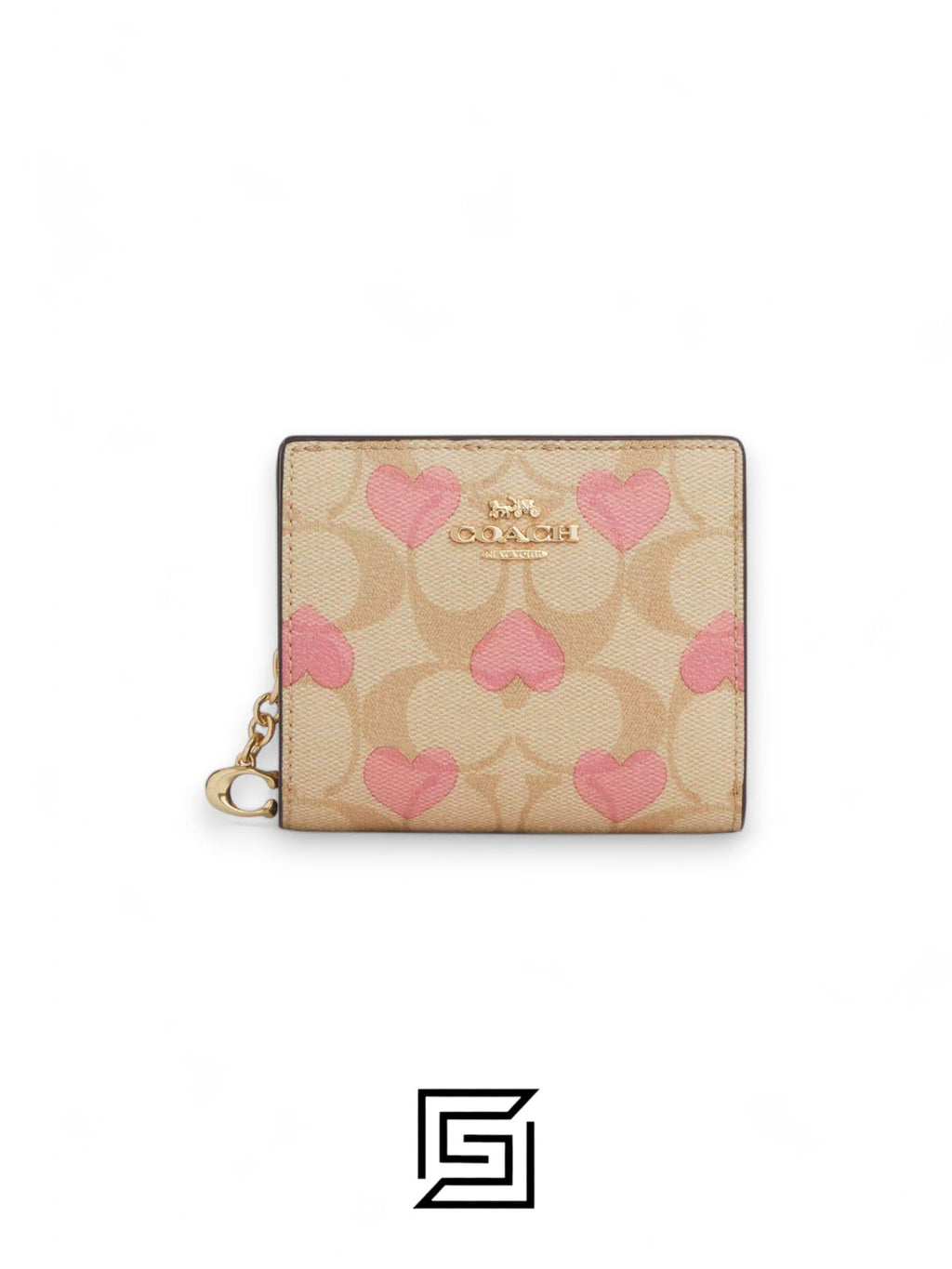 Snap Wallet In Signature Canvas With Heart Print Style No. CQ145