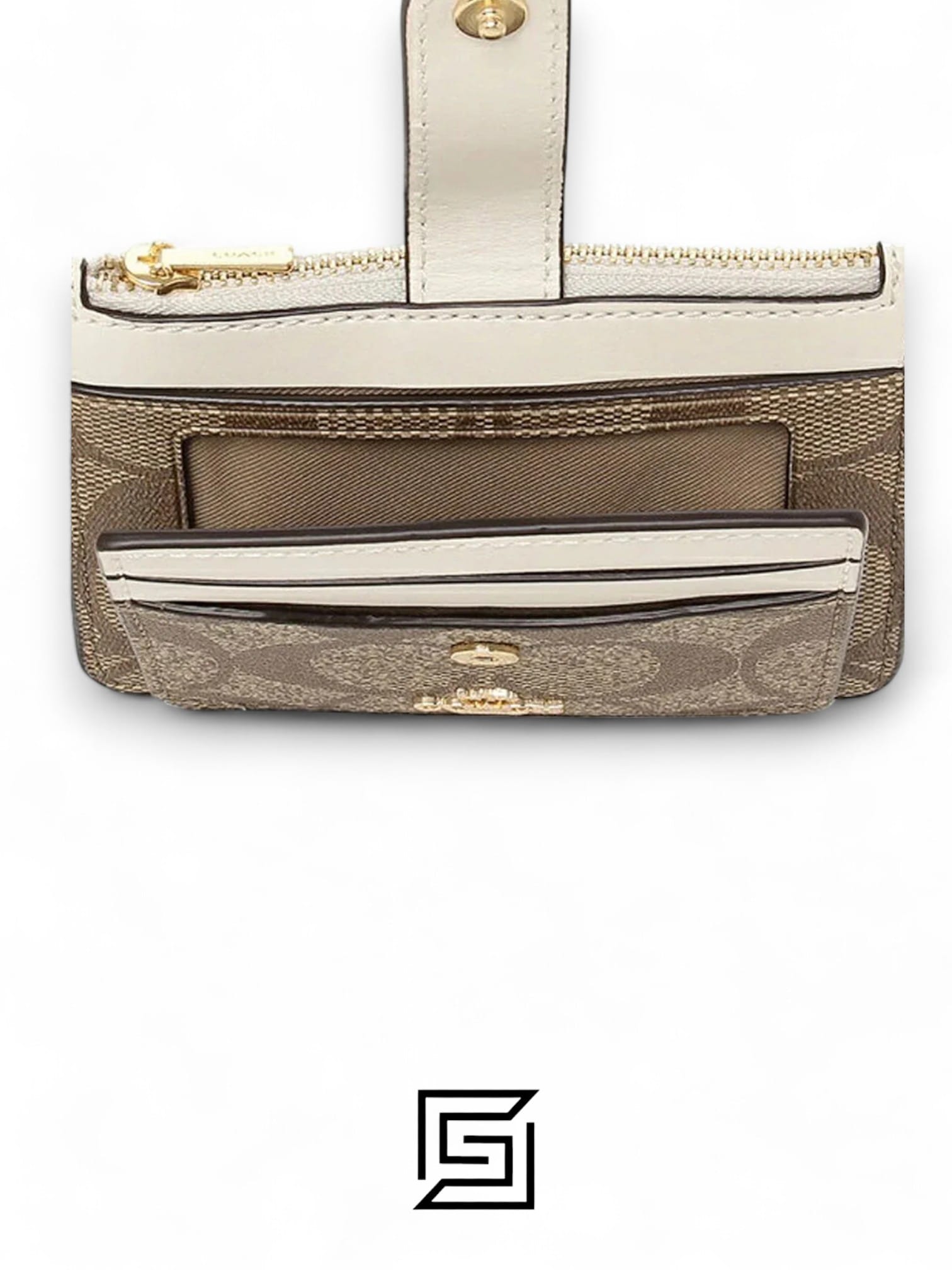 Attachment Card Case In Signature Canvas C7398 KHAKI