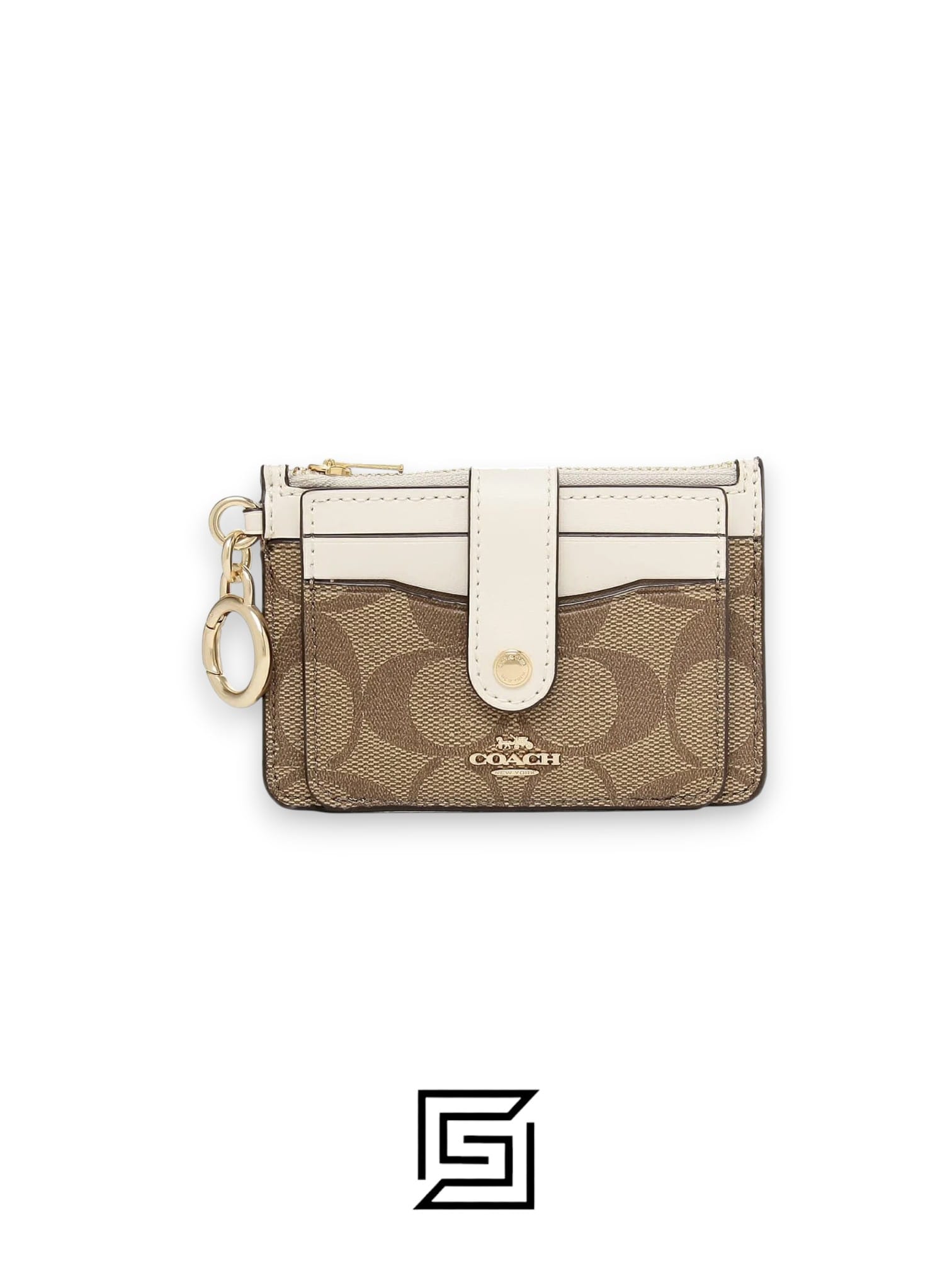 Attachment Card Case In Signature Canvas C7398 KHAKI