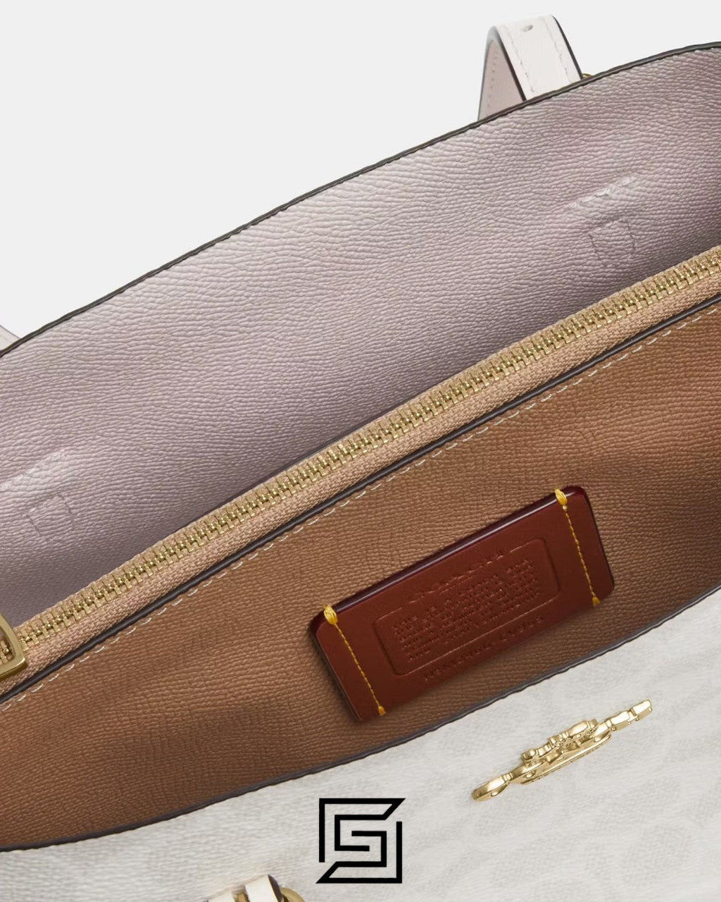 حقيبة اليد الكبيرة Mollie Tote 25 من القماش المطبوع المميز C4250 باللون الأبيض