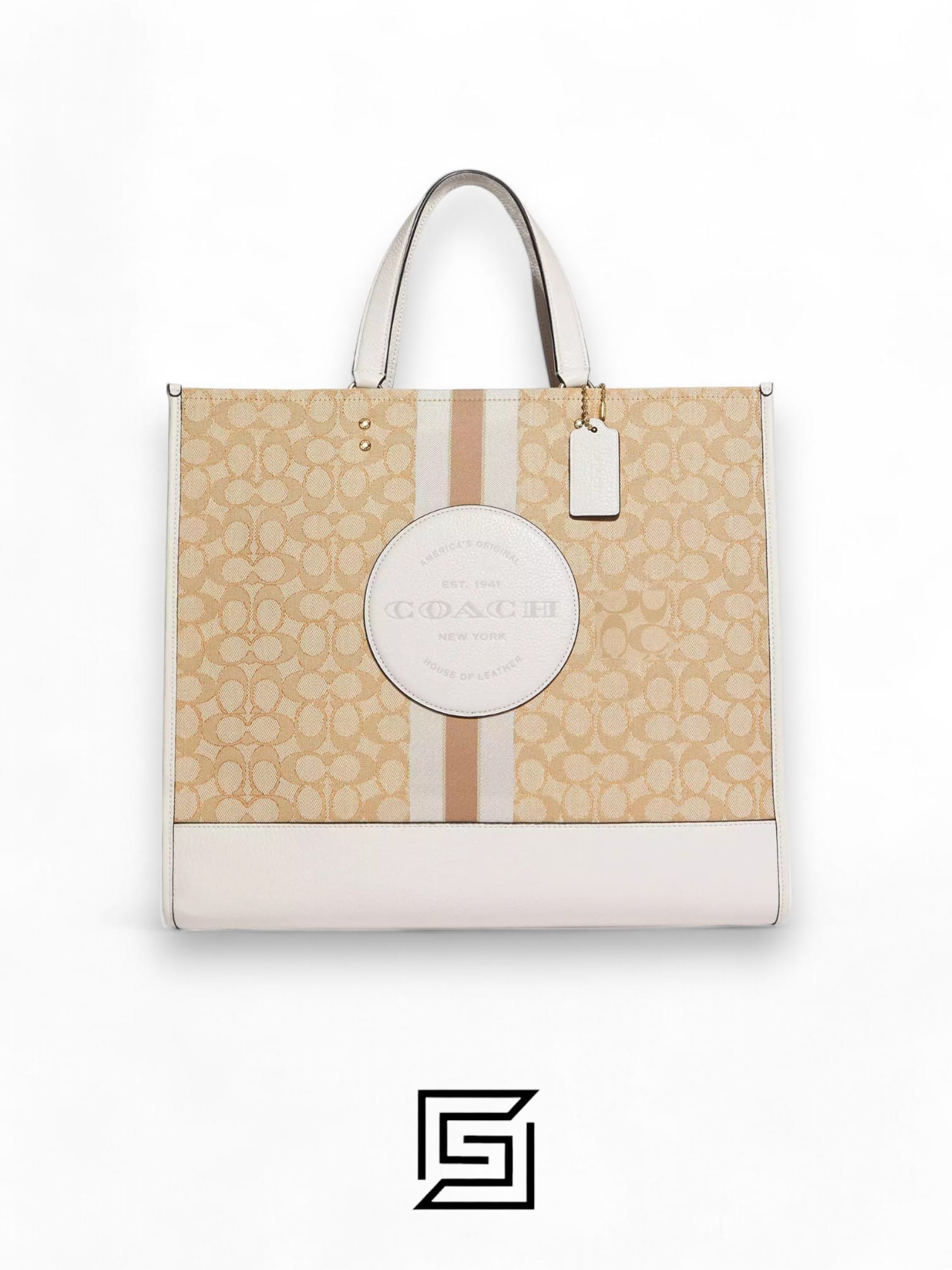 Dempsey Signature Jacquard Tote with Coach Stripe and Patch Style No. C8448 Big Size