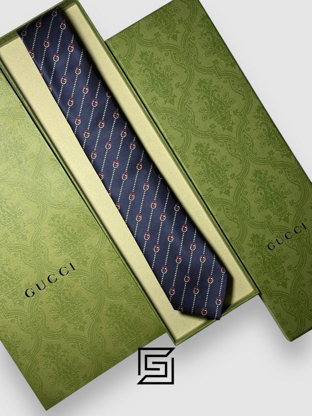 Gucci - Striped Dark Blue With GG Small Pattern