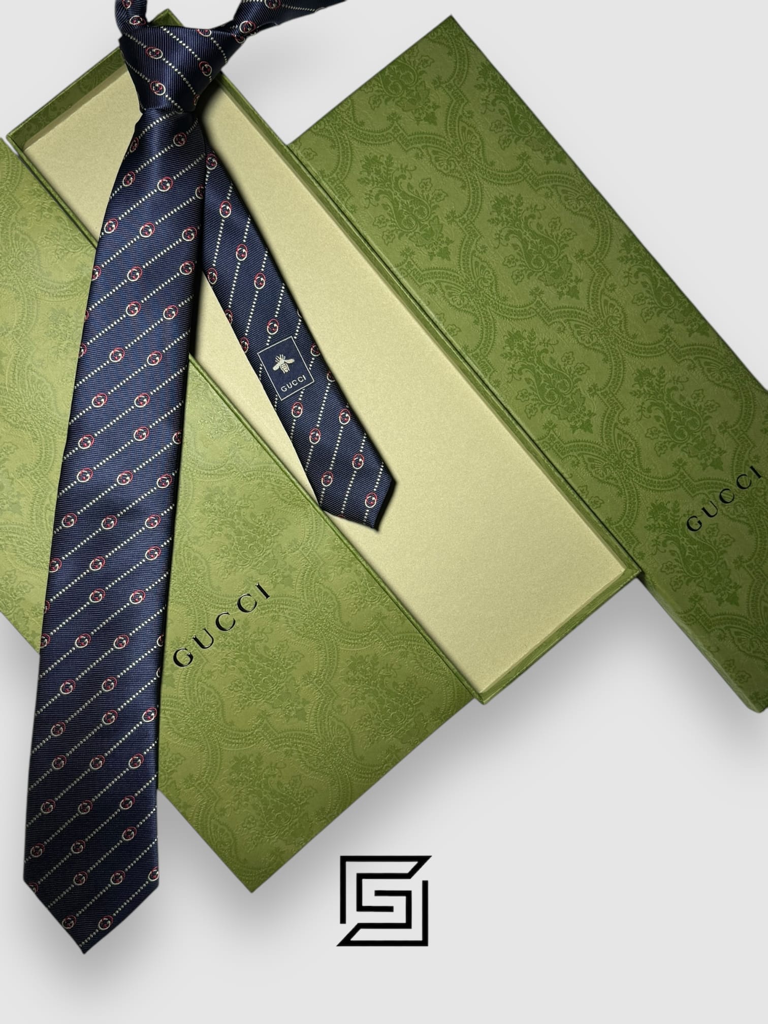 Gucci - Striped Dark Blue With GG Small Pattern